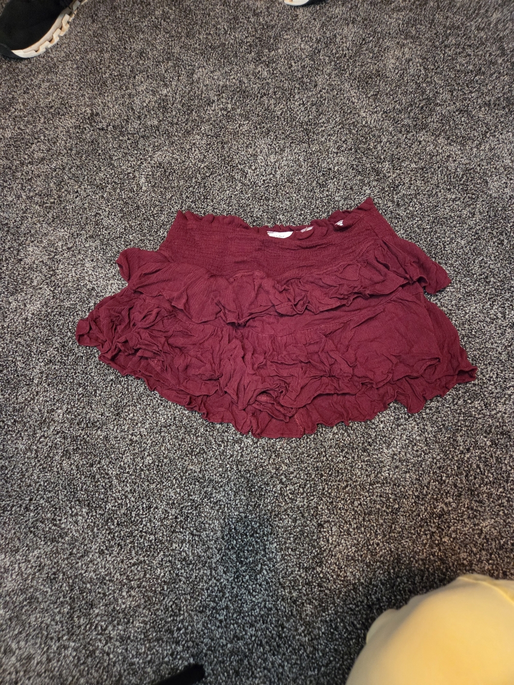 Mustard Seed Burgundy Ruffle Mini Skirt